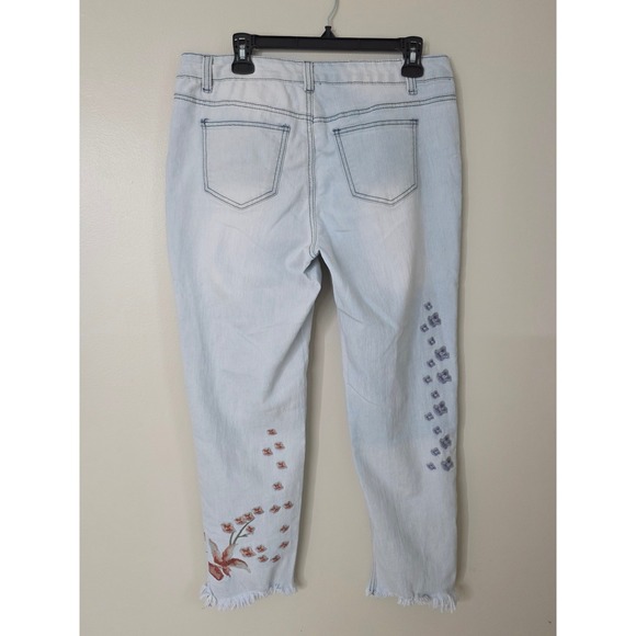 Indigo Thread Co Womens Ankle Jeans 10 Embroidered Mid Rise - Picture 5 of 10